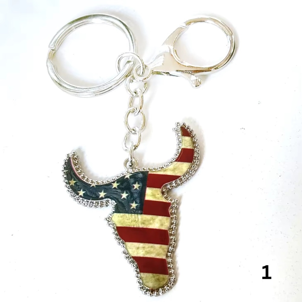 ❤️Buy Now❤️Western Bull Skull Enamel Bag Charm / Keychain - Picture 2 of 16